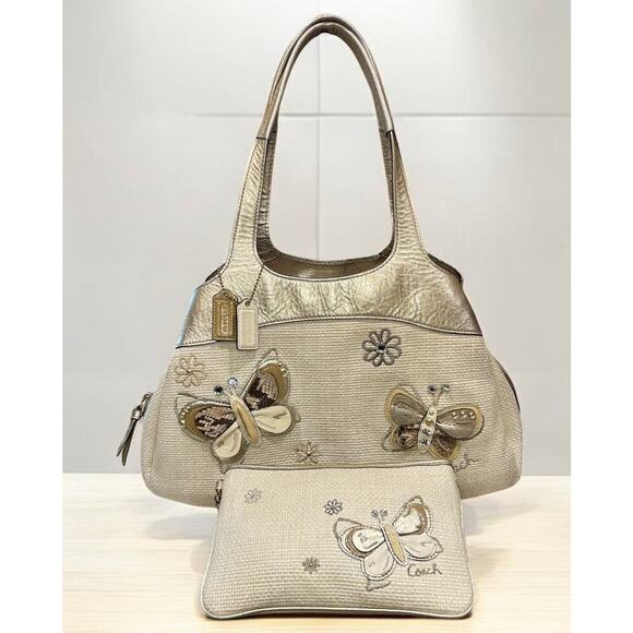 Coach F16584 Lexi Woven Butterfly Shoulder Bag & Matching Wristlet - Picture 13 of 13